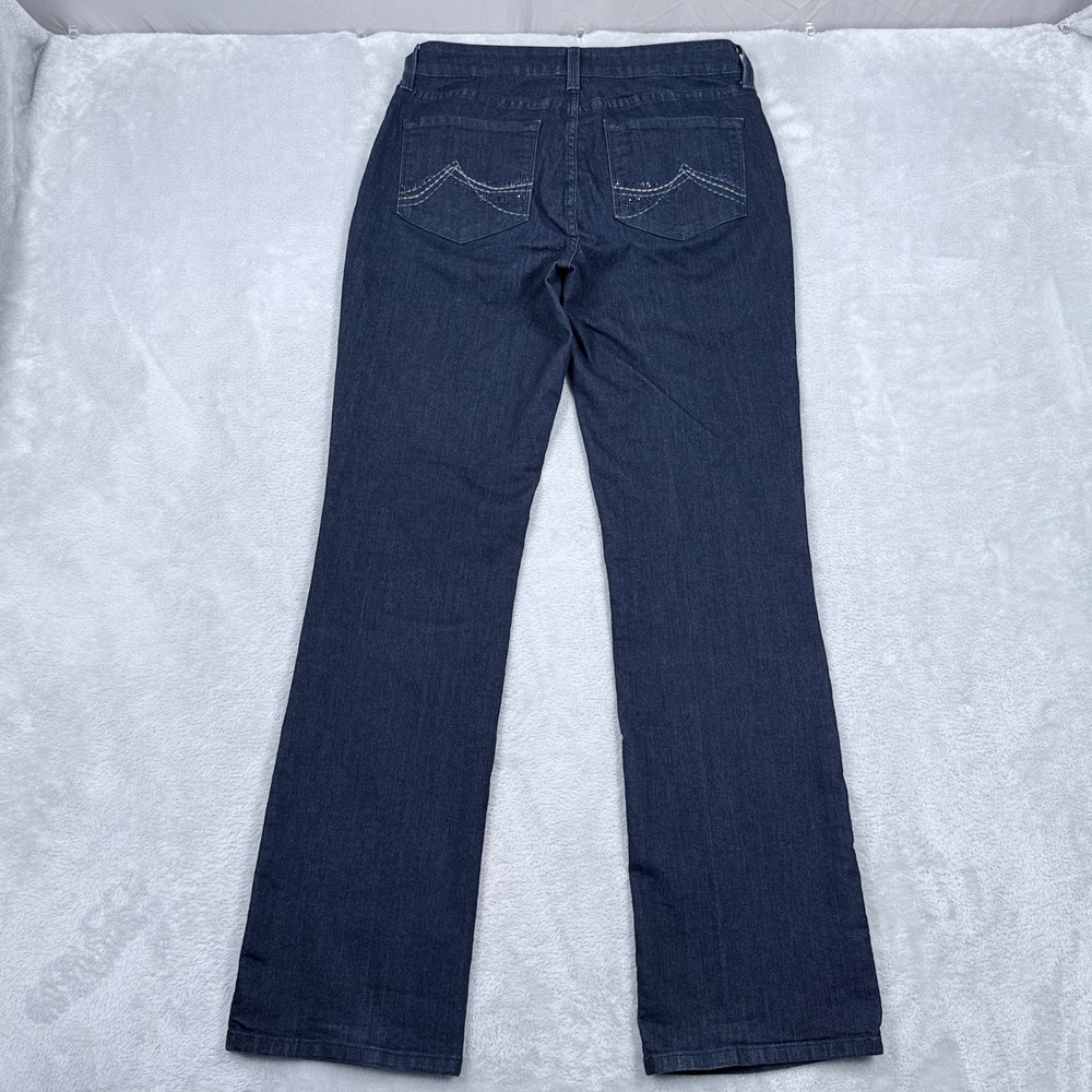 NYDJ Bootcut Jeans Womens 10 Dark Indigo Lift Tuck Rhinestone Pocket Mid Rise